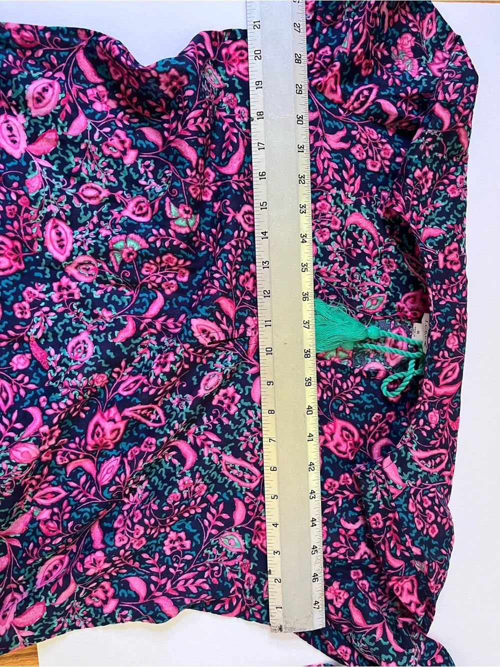 J.Crew Printed Beach Tunic Swim Cover Up Pink Navy Floral Boho Paisley Tassel S